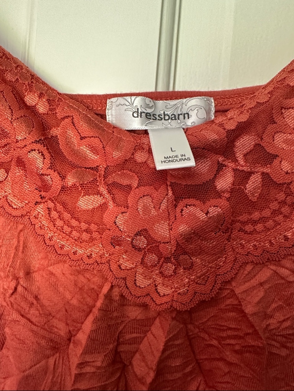 Dress Barn Orange/Rust Red Lace-Trim Cami Tank Top Size Large - Picture 2 of 8